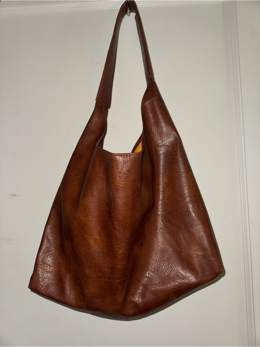 Classic Brown Leather Tote Shoulder Bag - Women's Handbag
